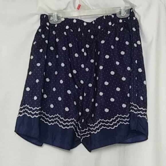 Navy Polka Dot Skort Oversized Pockets Elastic Waistband by Aryn K Size XS - Picture 6 of 15